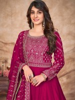 Rani Pink Art Silk Anarkali Salwar Kameez